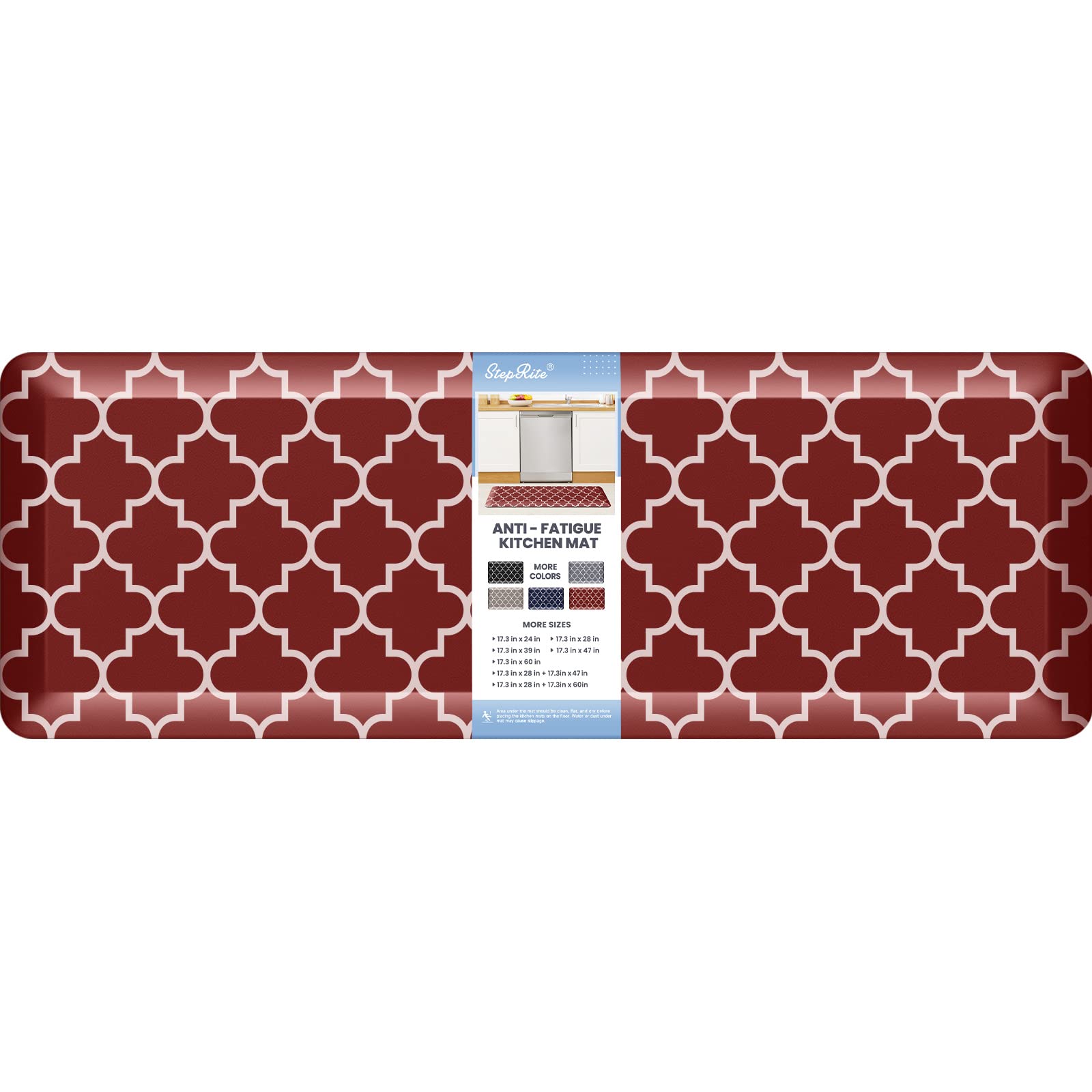 Photo 1 of 4/5 Inch Thick Kitchen Rugs, Kitchen Mat, Anti Fatigue Floor Mat, Waterproof Mats & Rugs, Heavy Duty PVC Ergonomic Comfort Standing Foam for Kitchen, Home, Office, Sink, Garage, 17.3" x17”, Red 17.3 x 47" Red