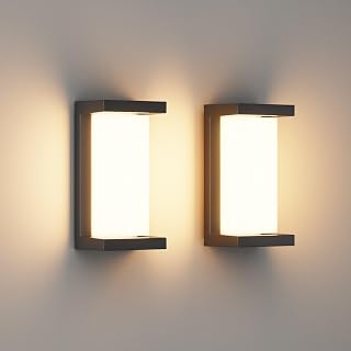 Klighten Pack of 2 LED Outdoor Wall Lights, 3000 K, Waterproof IP65 Wall Light for…
