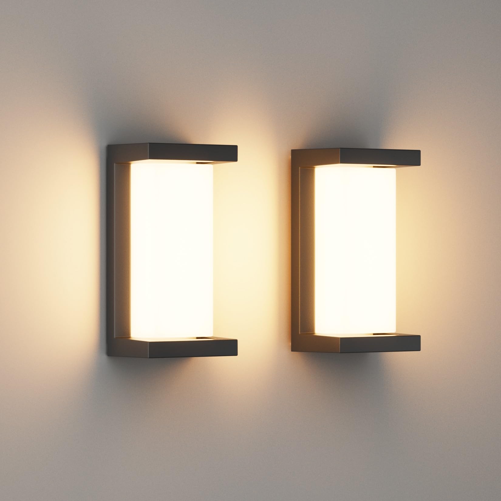 Klighten 2 Stück LED Außenwandleuchte, 3000 K, wasserdichte IP65 Wandleuchte für den Innen- und Außen, Moderne Außenwandlampen aus Aluminium, geeignet für Haus, Garten, Terrasse, usw, Schwarz