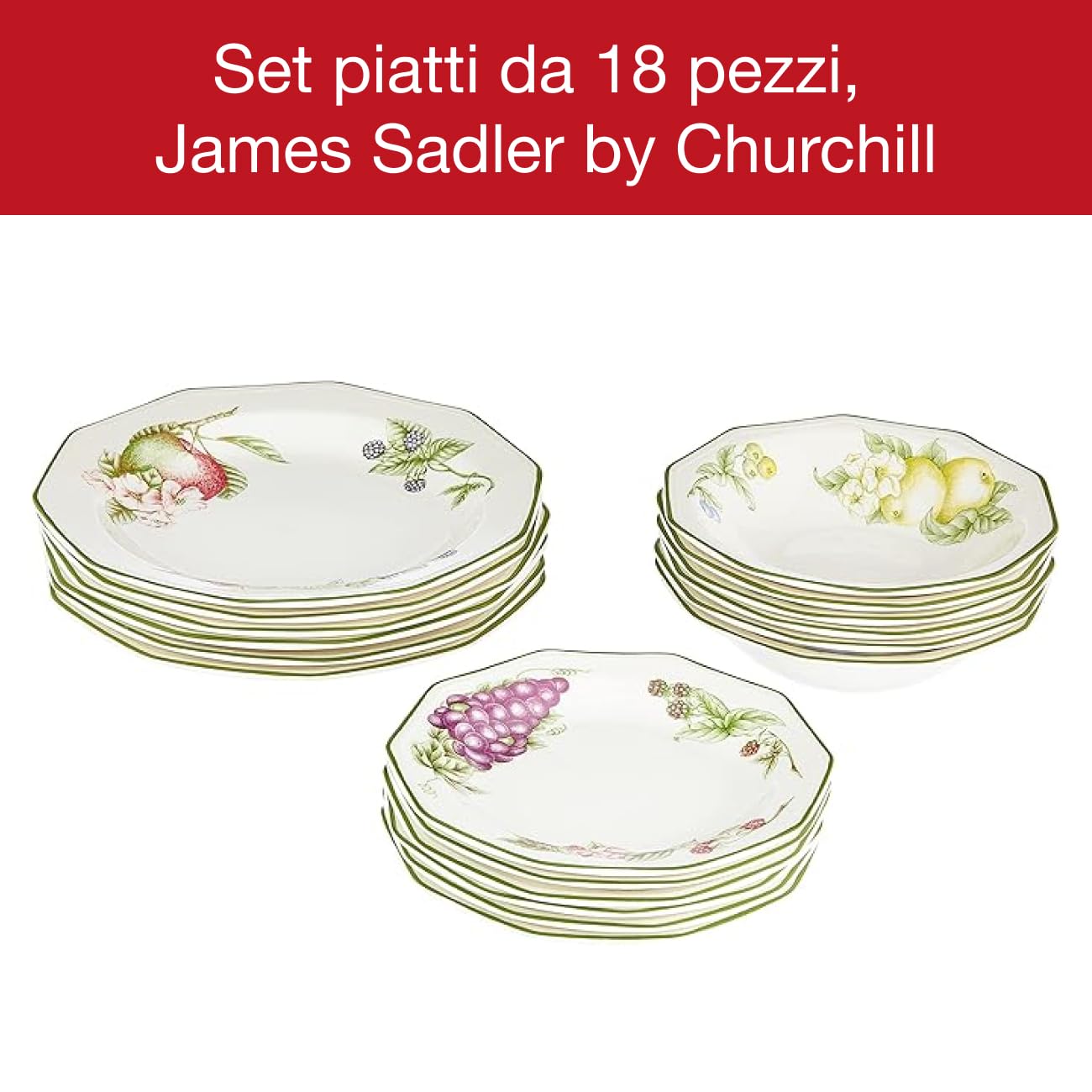 CHURCHILL Servizio 18 Pezzi in ETW, Frutteto Vittoriano, Bianco Avorio