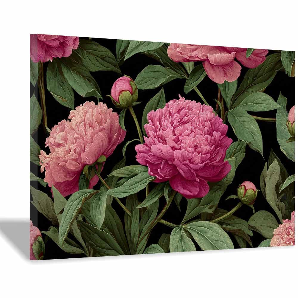 Xeniou Multicolor Flowers Wall Art Deep Pink Peony Art Canvas Wall Art, For Living Room Bedroom Restaurant Home Office Wall Decoration(Multicolor)-60X90cm Framed