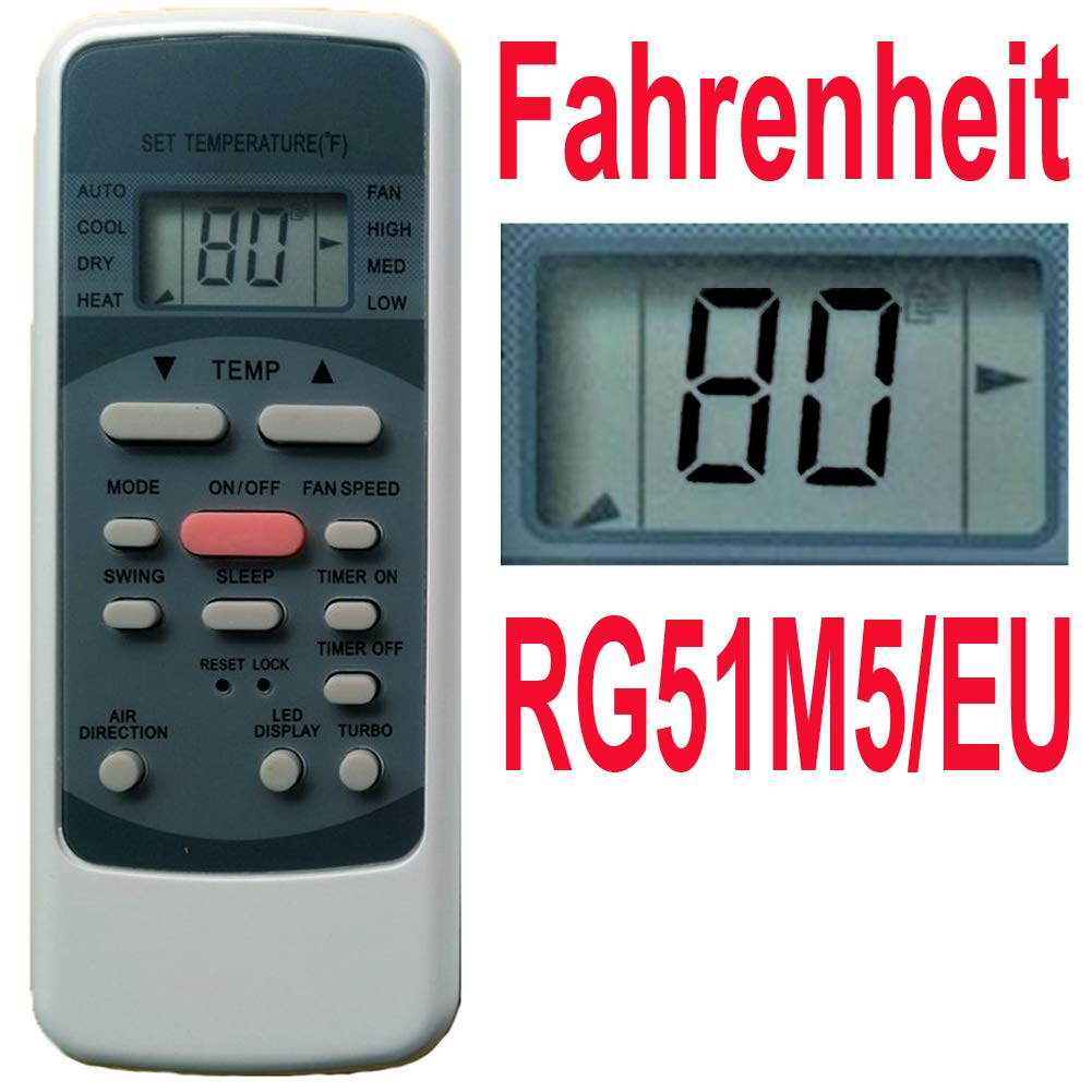 Replacement for Miller Air Conditioner Remote Control Model Number: RG51M5/EU (Display in Fahrenheit)(Only Remote Control)