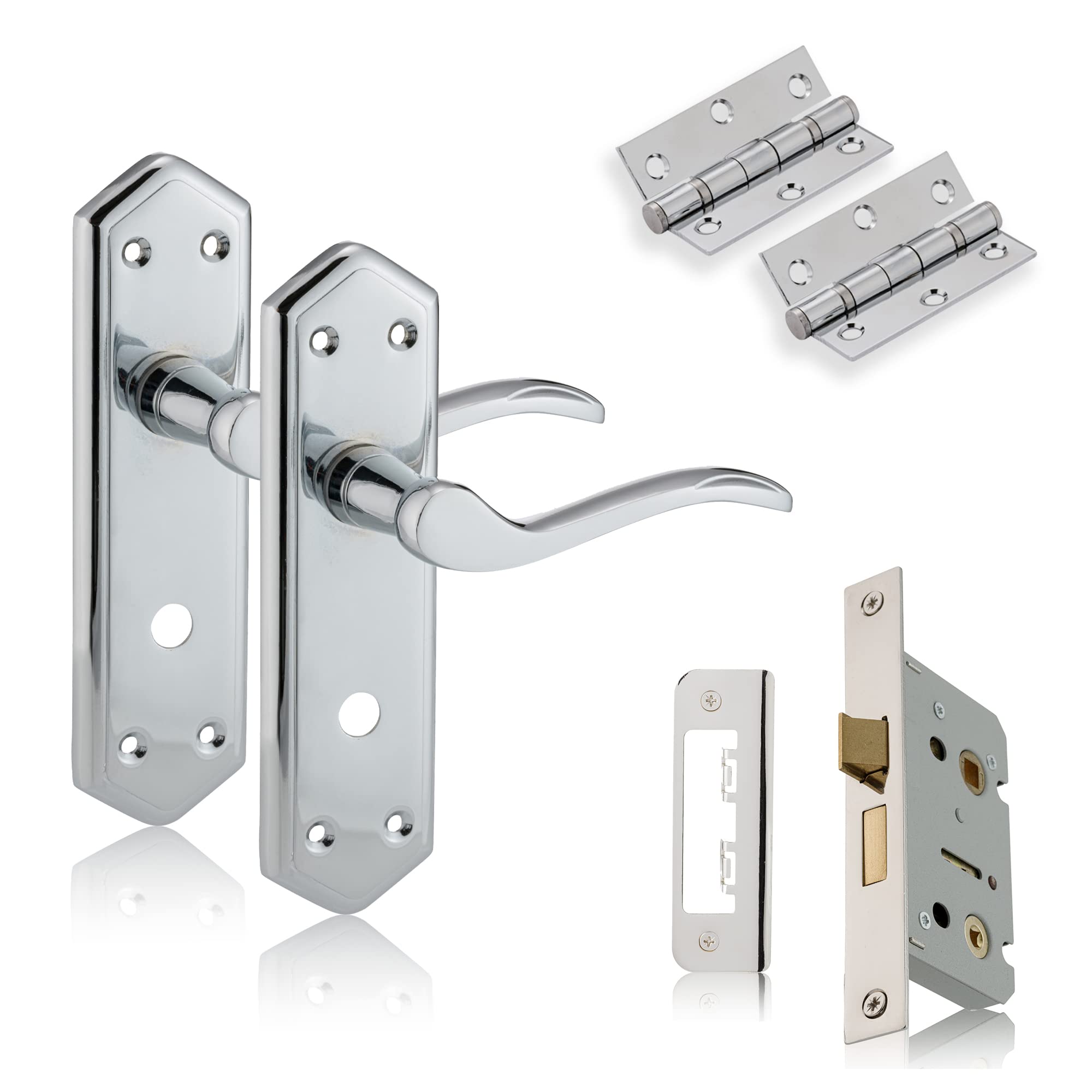 XFORT Chrome Elegance Range Polished Chrome London Suite Pack, Complete Set including Bathroom Handles