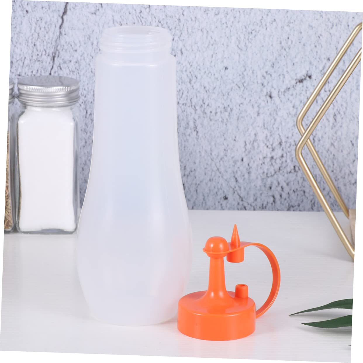 HOLIDYOYO 3pcs Squeeze Bottles for Condiments Salad Dressing Dispensers Cream Coffee Orange for Home Kitchen Use