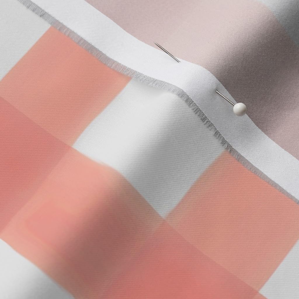 Spoonflower Fabric - Watercolor Gingham Peach Checks Camp Pink Check Rustic Plaid Shabby Printed on Organic Cotton Sateen Fabric by The Yard - Sewing Quilting Apparel Home Decor