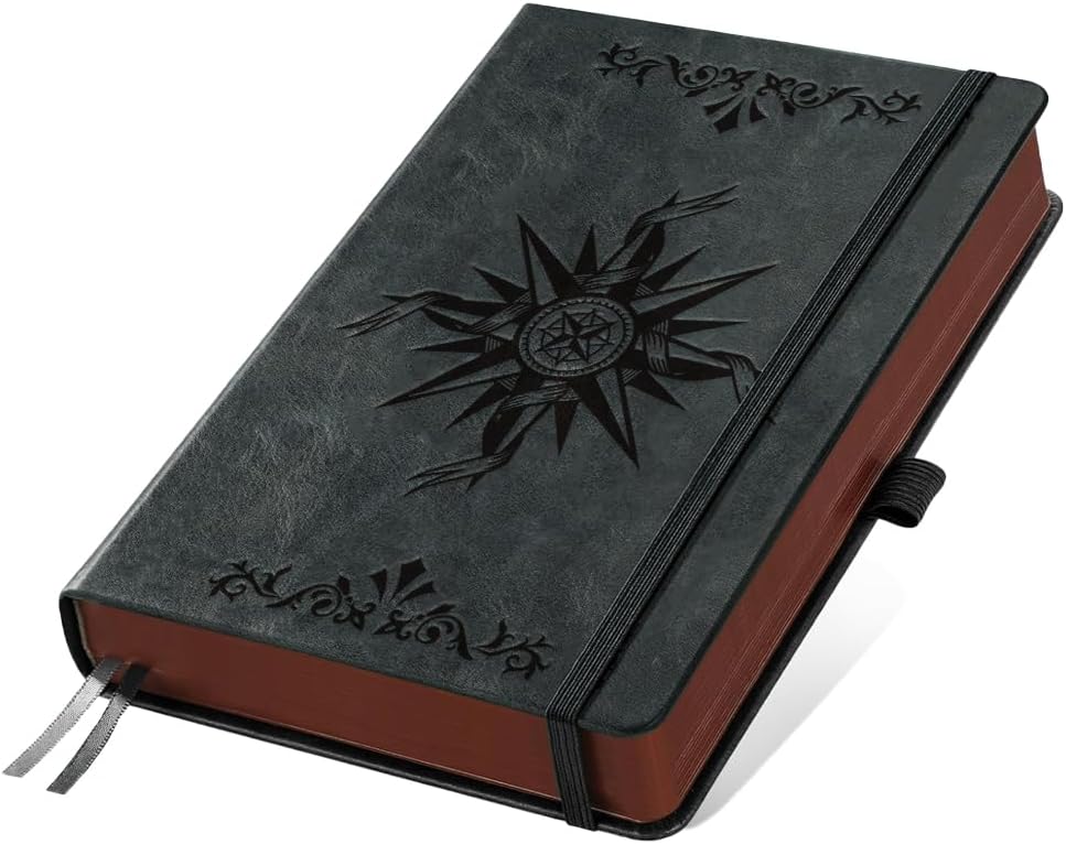 A5 Vintage Leather Journal 300 Pages Lined Notebook Black with Classic Hard Cover Notebook for Travel Journal Business Work and Daily School Writing