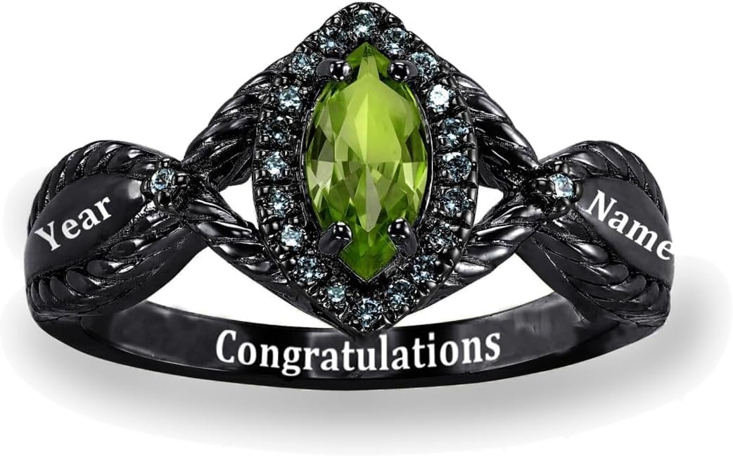 Customizable Class Rings for High School and College Graduates,Graduation Ring Personalized,925 Sterling Silver/10k/14k/18k Birthstone Class of 2025 Ring, Graduation Jewelry Gifts