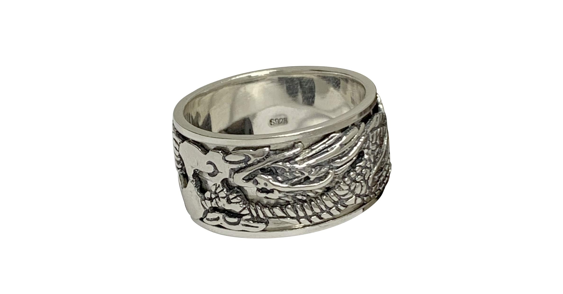 Amazon | [FORFOX] メンズレディース ドラゴンリング シルバー