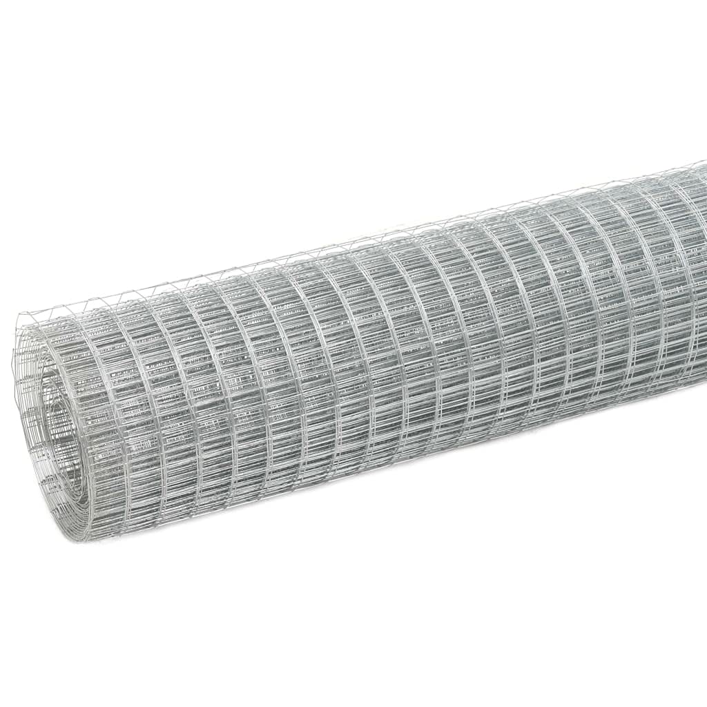 Rete Metallica in Acciaio Zincato, Maglia Quadrata da 12 x 12 mm, Resistente Alle Intemperie, Recinzione Da Giardino, Recinzione Modulare, Per Uso in Allevamento e Giardinaggio, Argento, 10 x 1.5 m