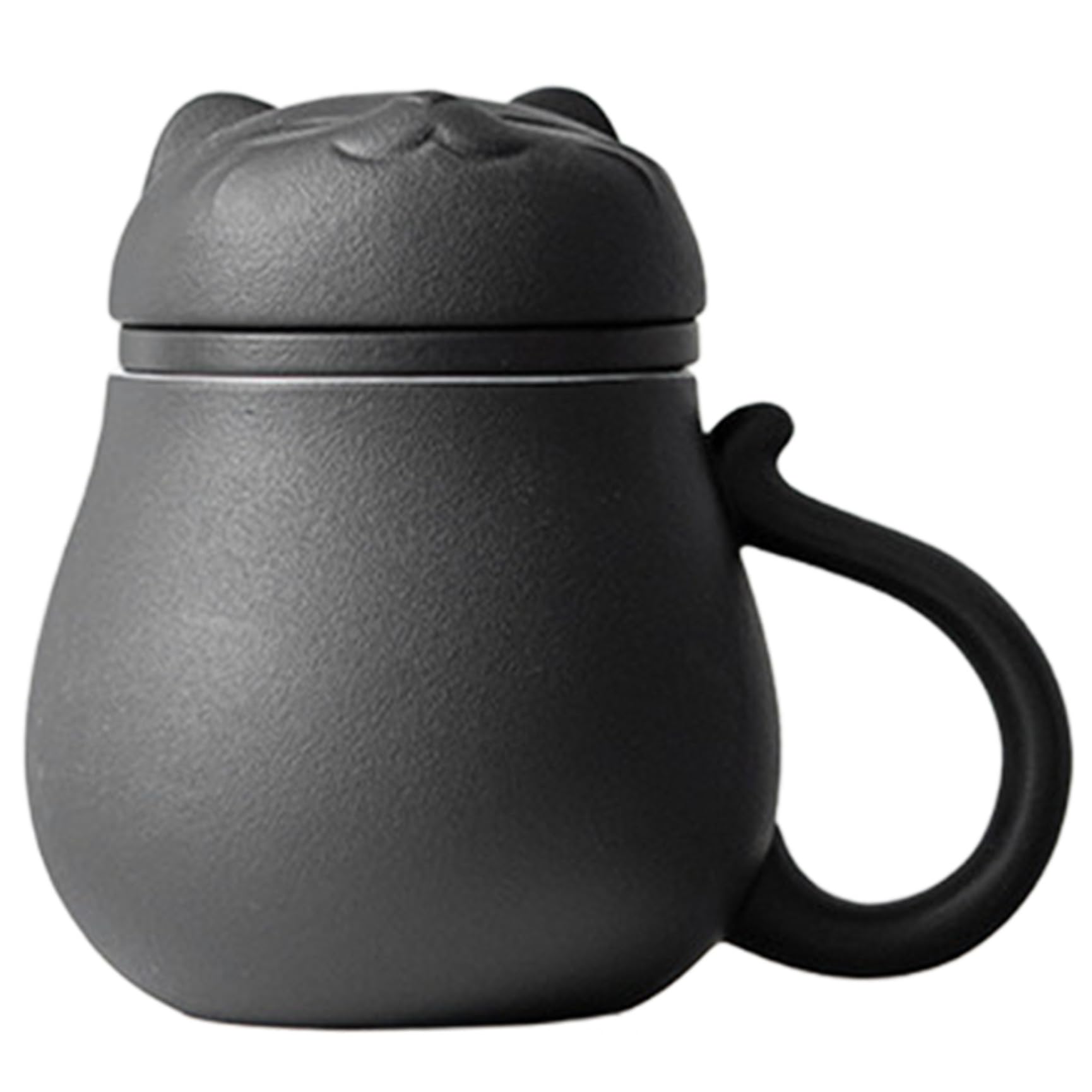 Tazza infuser per tè tazza di tè carino tazza di tè tazza di tè con coperchio e filtro per immergere tè a foglie sciolte, regalo per le vacanze, regalo di compleanno, casa calda 400 ml (nero)
