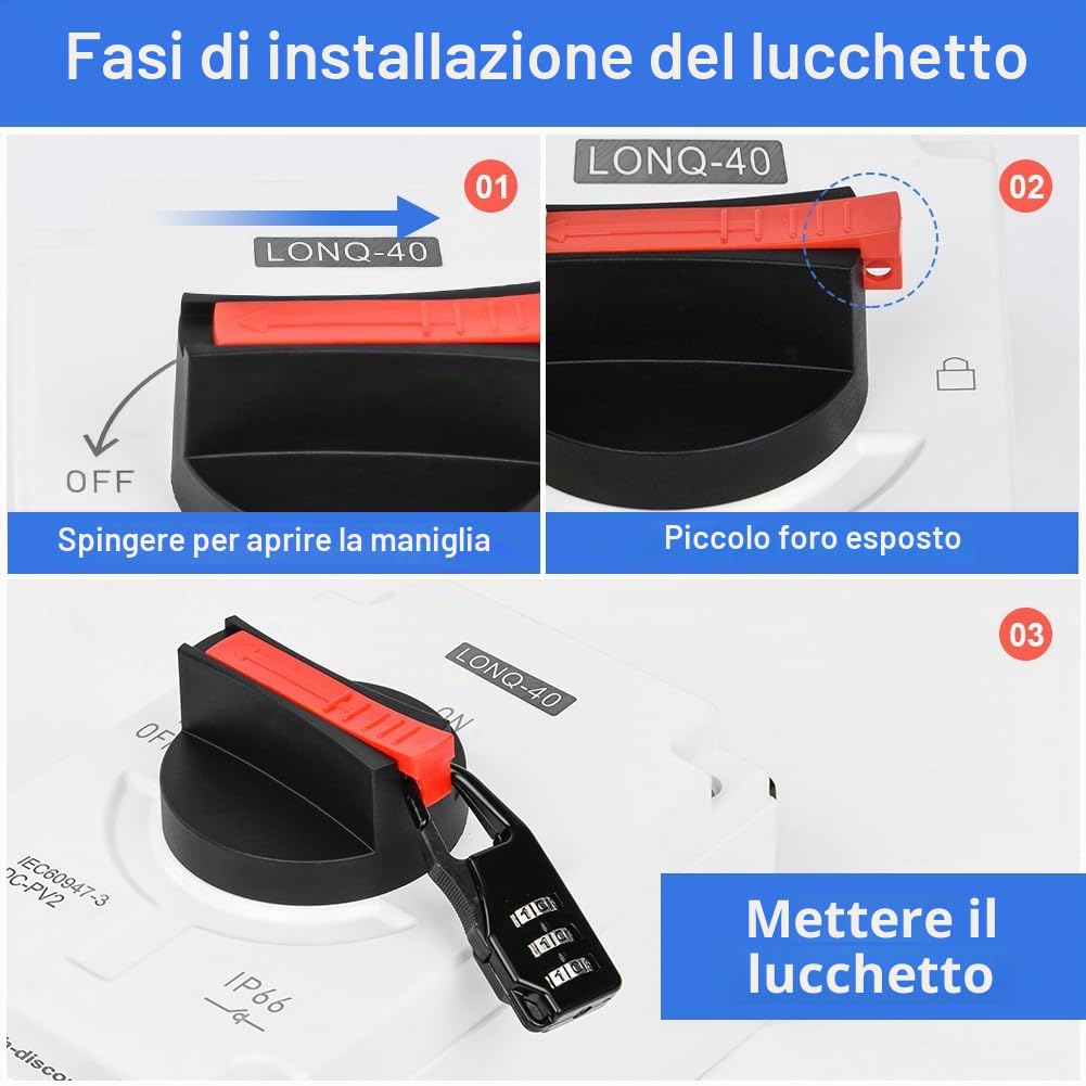 OFFCUP Interruttore Isolatore CC, Solare Sezionatore CC 1200V 32A Interruttore di Separazione CC Interruttore Solare Isolatore Fotovoltaico, Isolatore Fotovoltaico Solar per Pannello, Batteria…