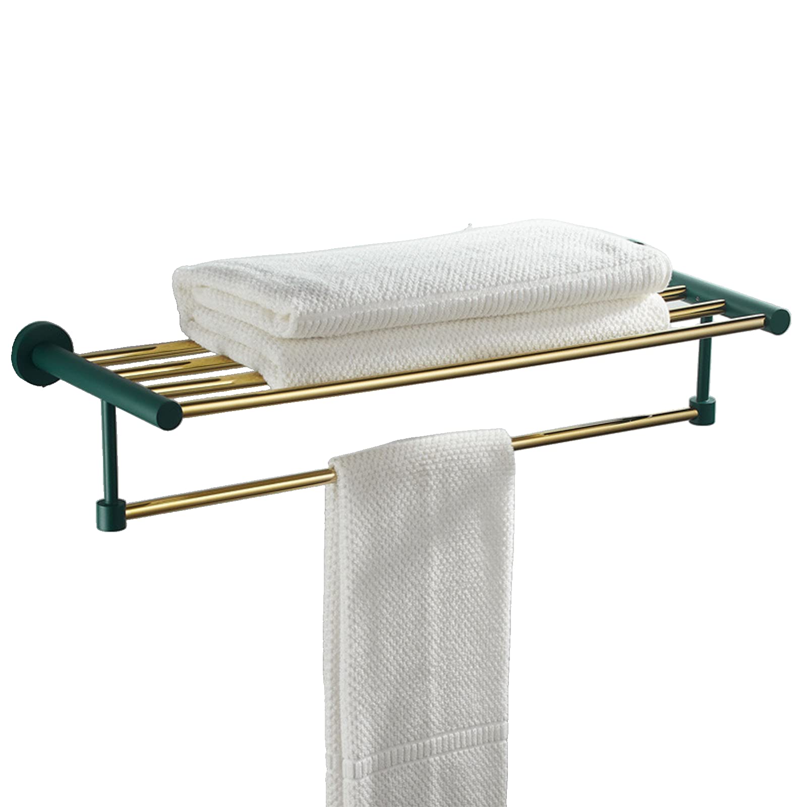 Porte-serviettes mural avec double étagère de rangement pour salle d'eau
