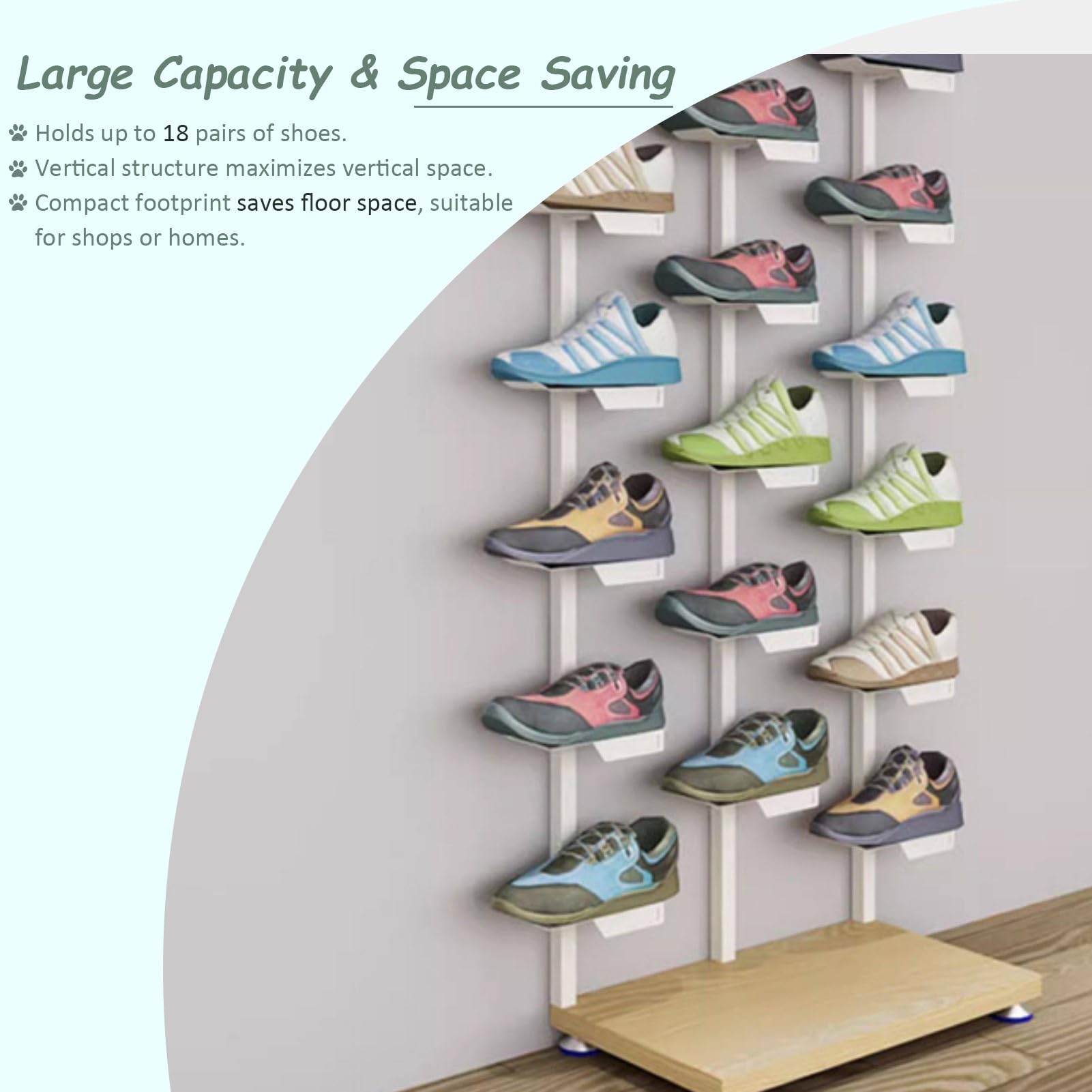 UrbanUp Espositore Scarpe Espositore per Scarpe per Grandi Negozi di Abbigliamento, Scaffale per Scarpe da Ginnastica e da Basket, Espositores per Collezioni di Scarpes(Black+wood A,L)