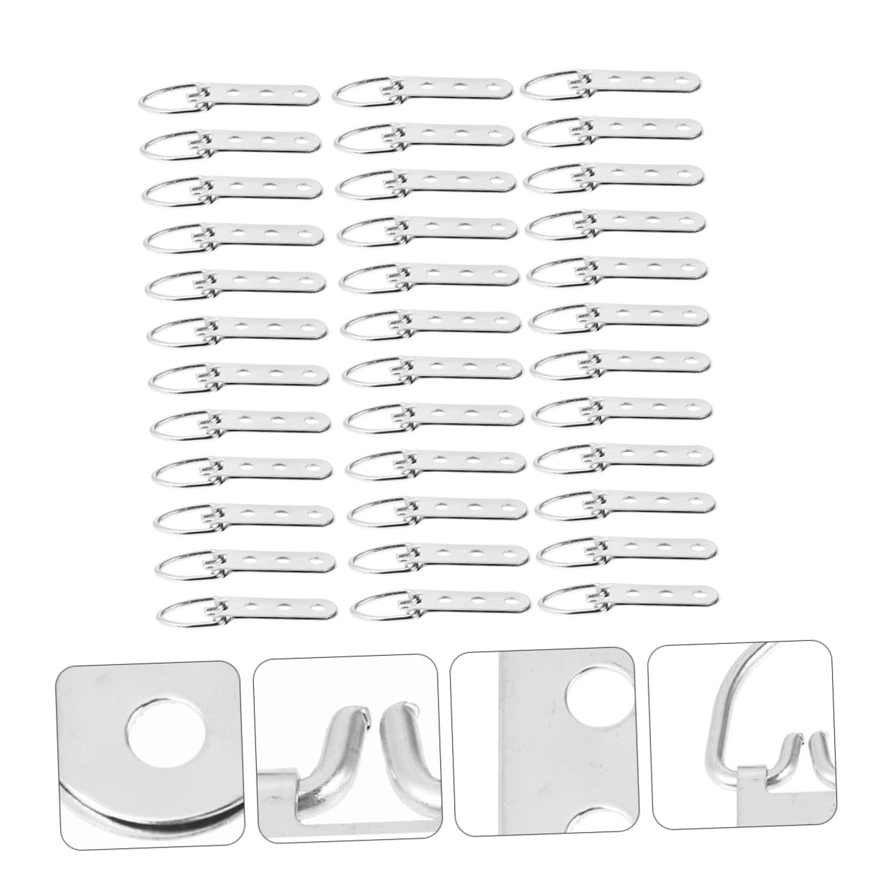 150 Piezas Ganchos Metálicos para Colgar Cuadros con Triple Orificio Soporte Extrafuerte para Marcos de Fotos Gancho Resistente para Pared de Plata