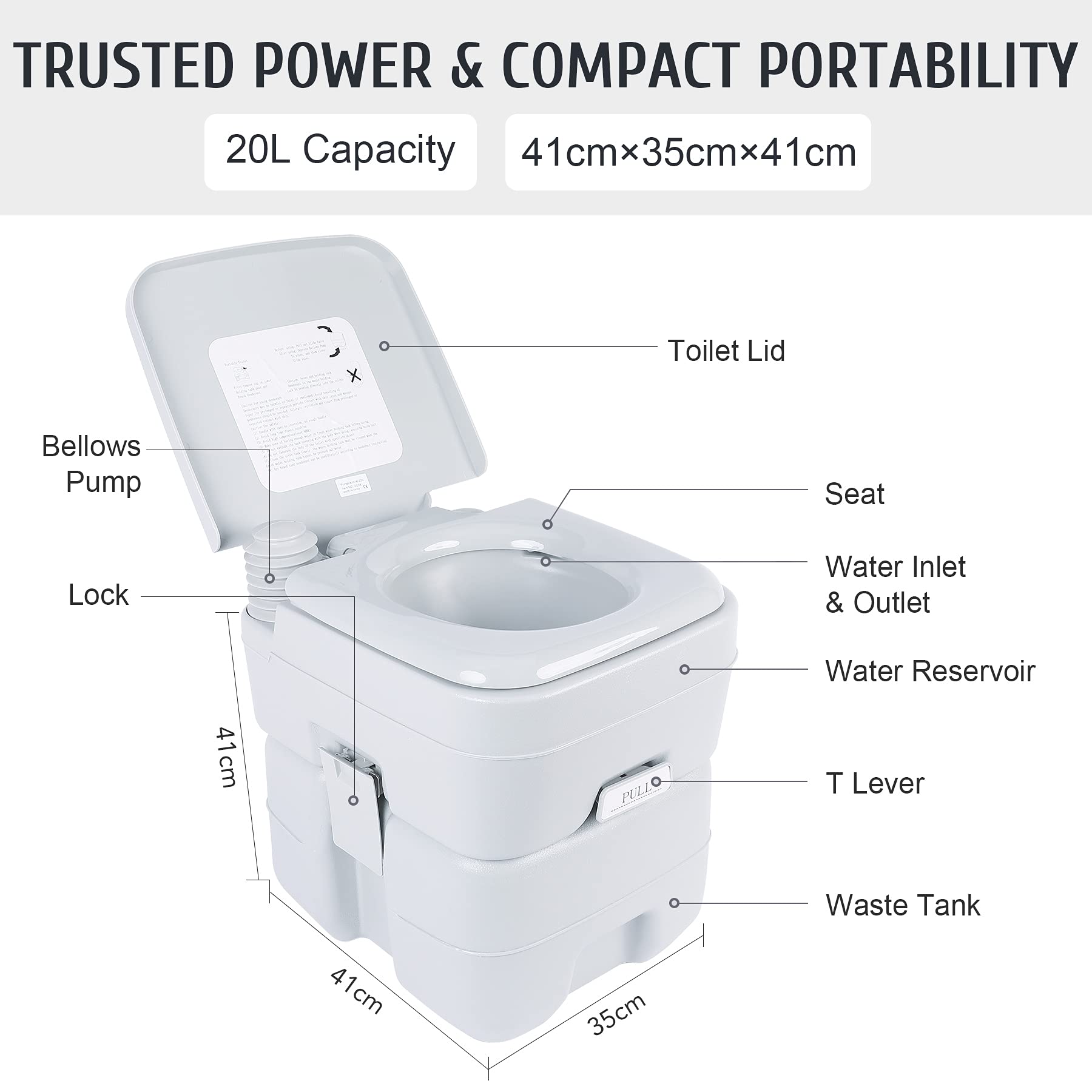 Buy COZ 20L Portable Travel Toilet 150KG/330LBS Weight Capacity