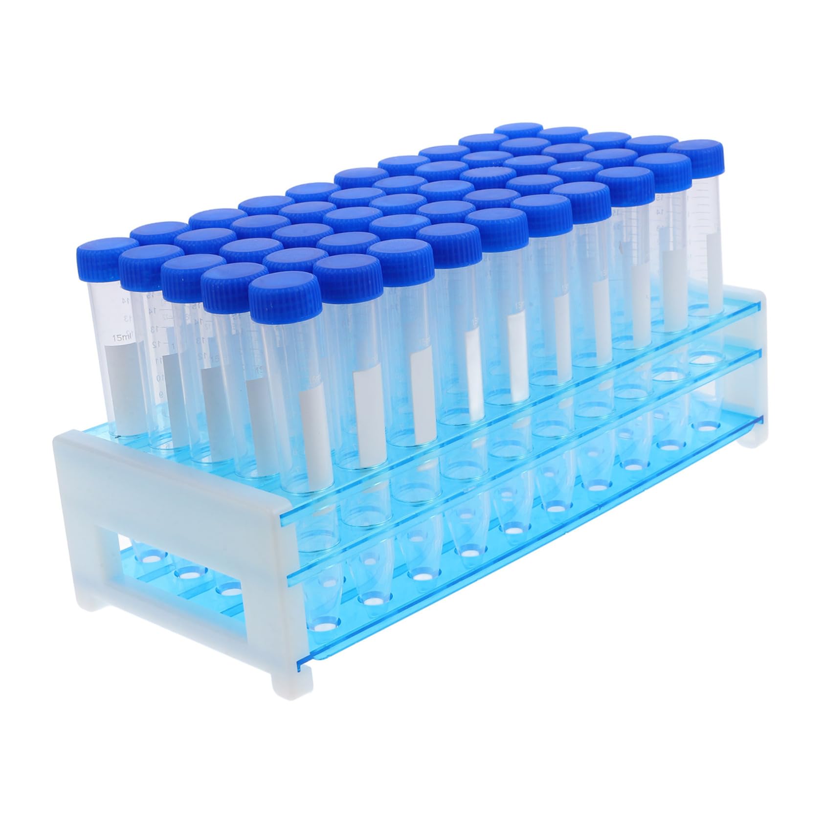 ULTECHNOVO 100pezzi Provette Da Centrifuga in Plastica Scala Graduata Con Supporti Per Provette Tappi Vite Per Chiusura Ermetica e Sfiato Per Test Di Laboratorio e Uso Artigianale