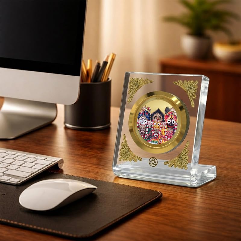 Image of DIVINITI 24K Gold Plated Religious Car Dashboard Frame | Premium God Idol Frame for Car, Home Mandir & Office Table | Spiritual Gift, Decorative Showpiece