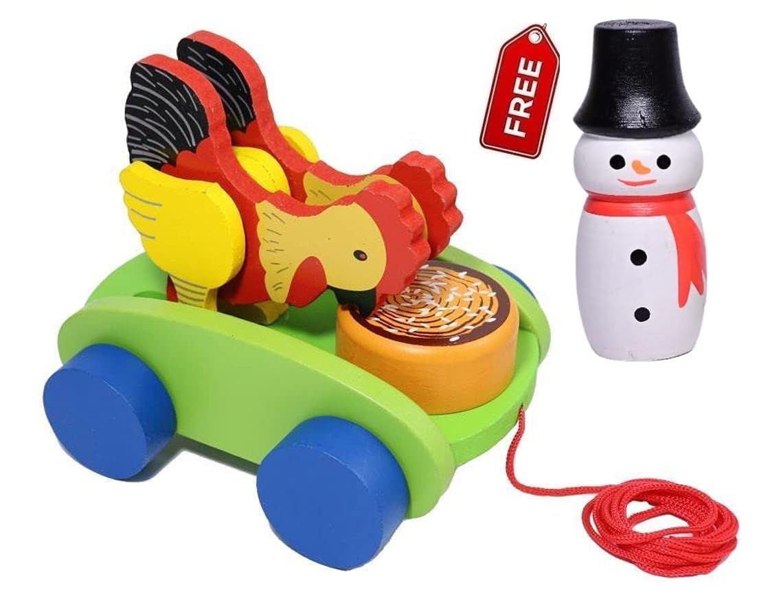 Channapatna Toys Pull Along Toy Wooden Chicken for 12 Months & Above Kids, Toddlers, Infant & Preschool Toys - Multicolor - with Attached String- Encourage Walking (B0B4SYXB19) Amazon Price History, Amazon Price Tracker