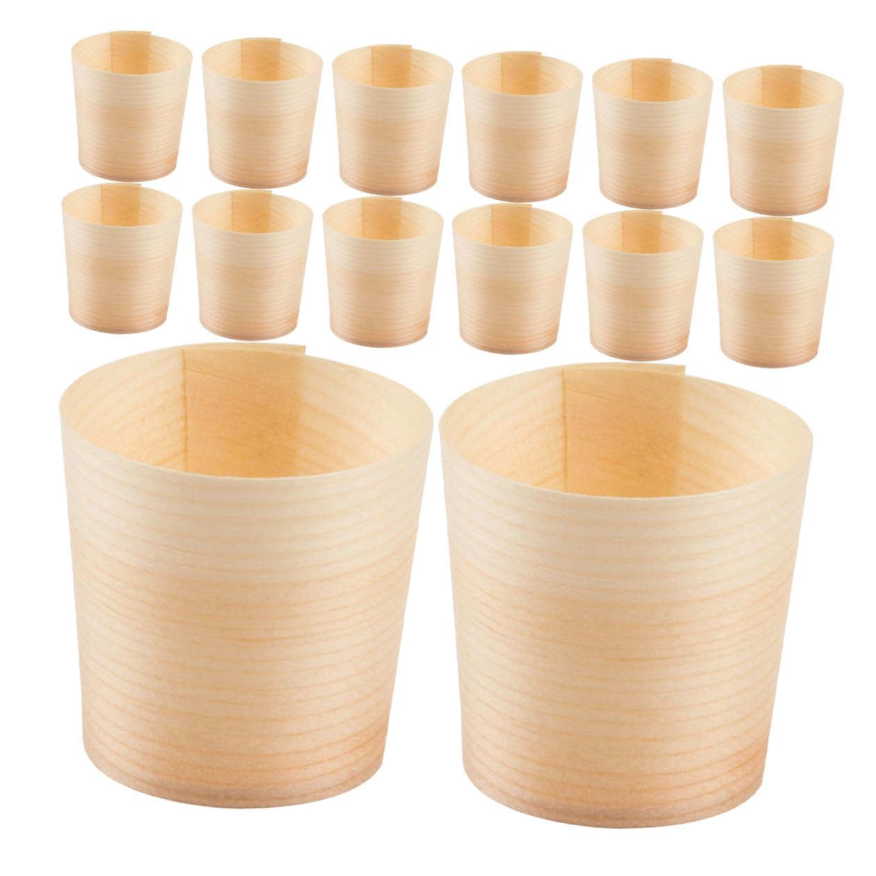 50pcs Wooden Cups 6x6cm Disposable Wood Snack Cups Vintage Small Drink and Dessert Serving for Party Festival Tableware