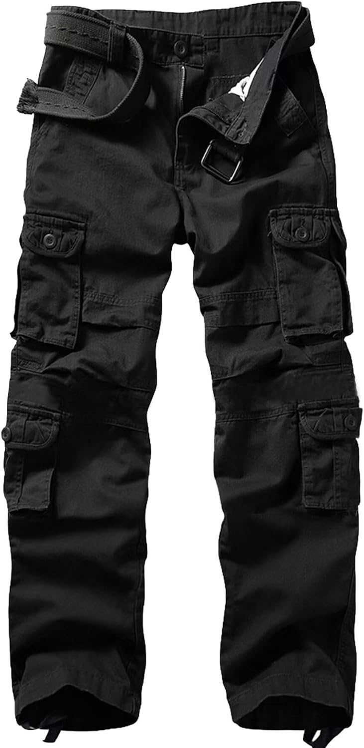 KOCTHOMY Casual Cargo Pants for Men Tactical Baggy Cotton Work Pants with Multi Pockets No Belt