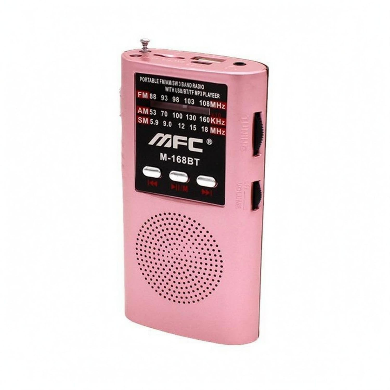 Telescopic Antenna AM AM & Frequency Modulation SW Radio TF Card Playback Handheld Mini Radio Phone Calling Broadcast Receiver Earphone Connection, Pink-image-46