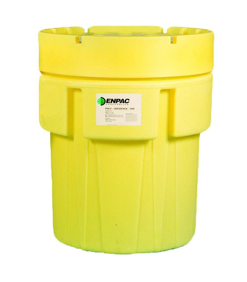 ENPAC 600-Gallon Poly-Overpack Drum, Yellow, UV Resistant, Cost Effective