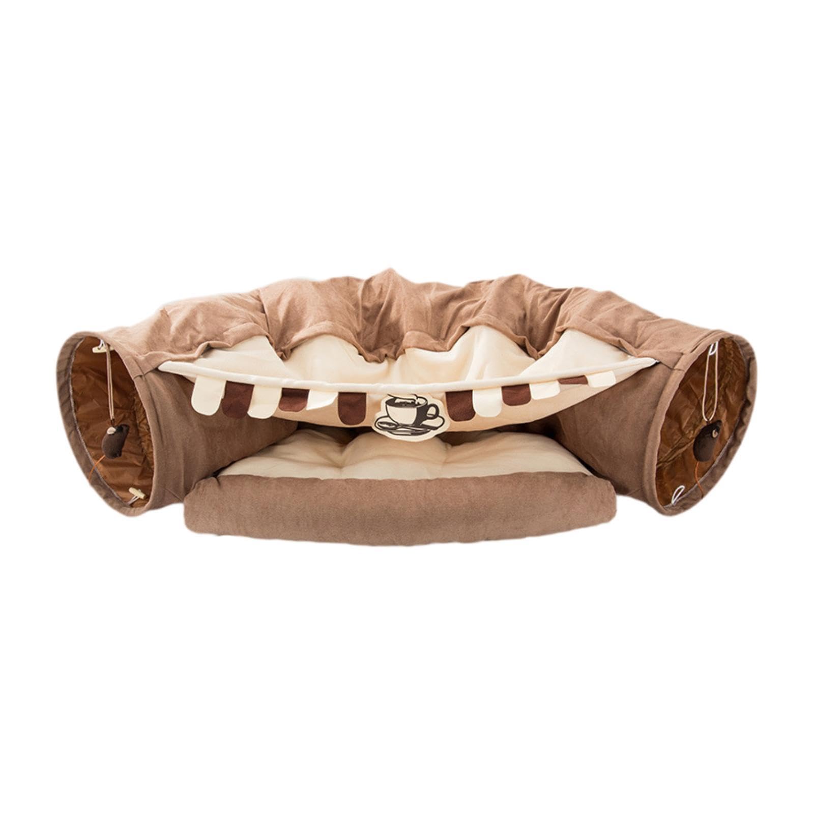 Maison de Jeu Portable pour Chat avec Coussin Lavable - Jouet Interactif pour Petits Animaux, Café