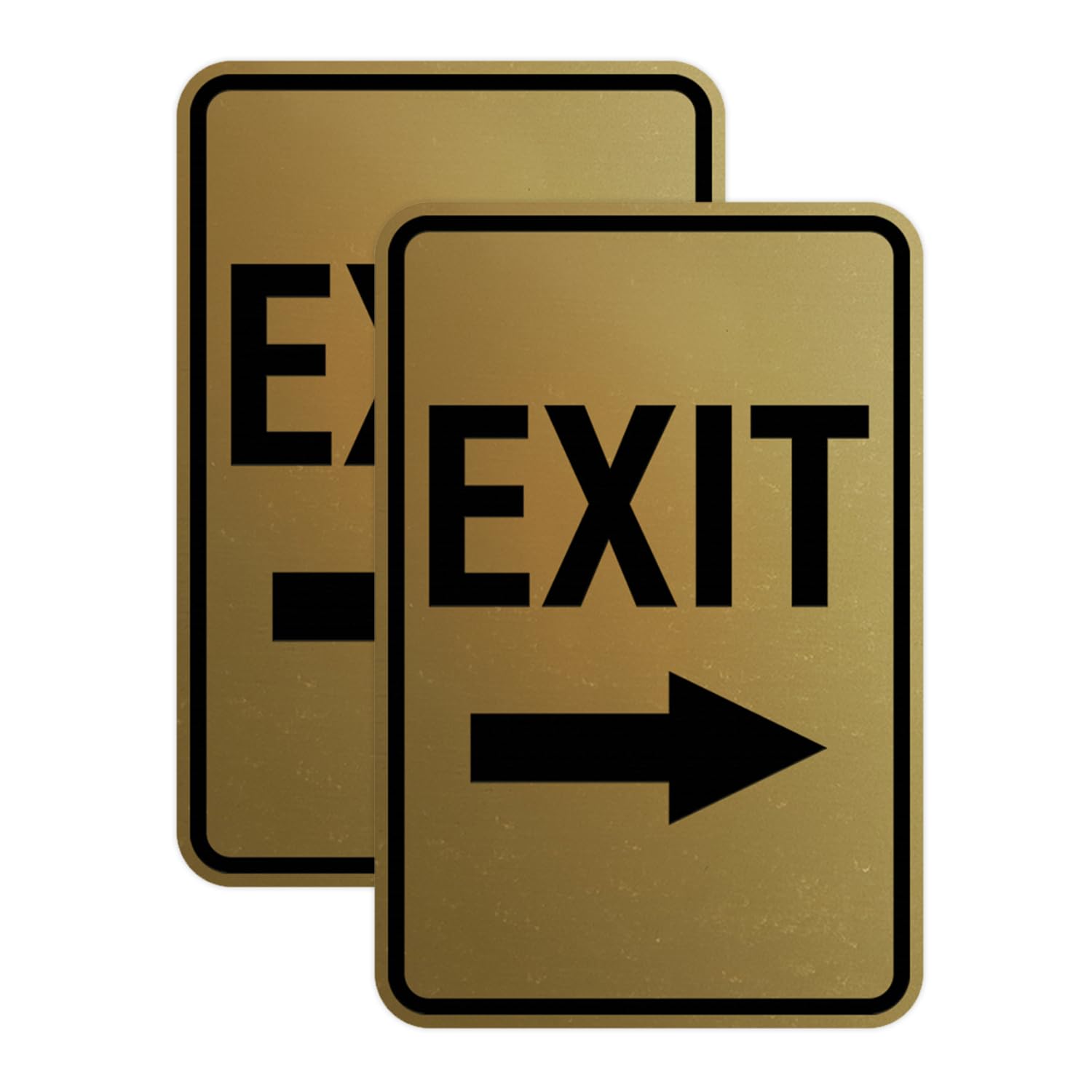 Signs ByLITA Portrait Round Exit Right Arrow Sign with Adhesive Tape, Mounts On Any Surface, Weather Resistant, Indoor/Outdoor Use (Brushed Gold) -