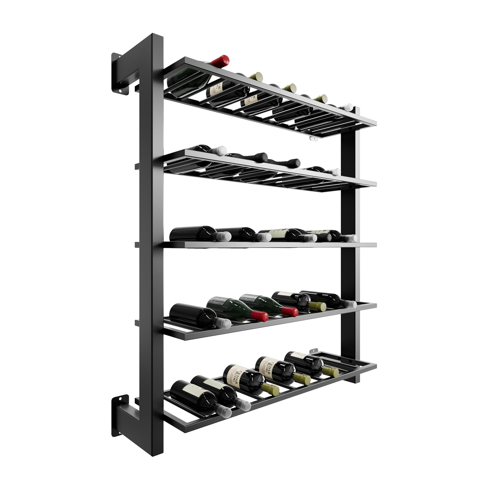 Weinregal Metall – Flaschenregal für 60 Weinflaschen – Robustes Design, Weinständer für Küche, Keller oder Bar – Schwarz