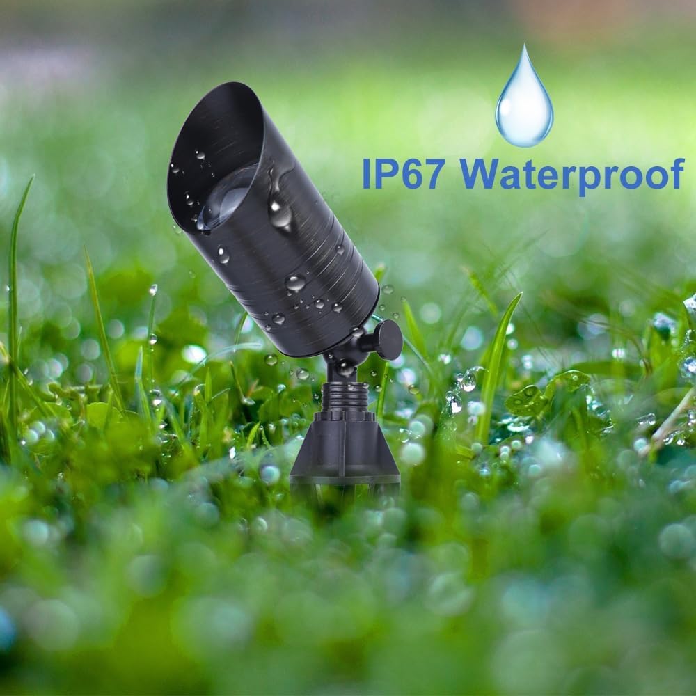 Cheopha Solid Brass Low Voltage Landscape Lighting,12V Landscape Lights, Compact Size Low Voltage Spotlight Fixture with Replaceable 5W MR16 LED Bulb 2700K, Outdoor Spot Lights for Yard Garden 2-Pack