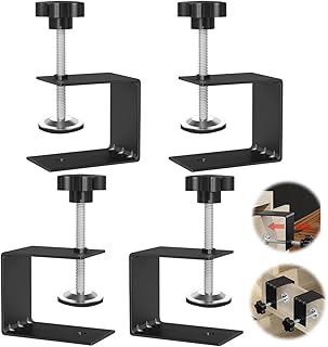 JEEJINYAN® 4 Pcs C Clamps, Drawer Front Installation Clamps, Cold-Rolled Steel Clamps for Woodworking, Can Be Used as Door Installation Tools and Cabinet Tools, Black