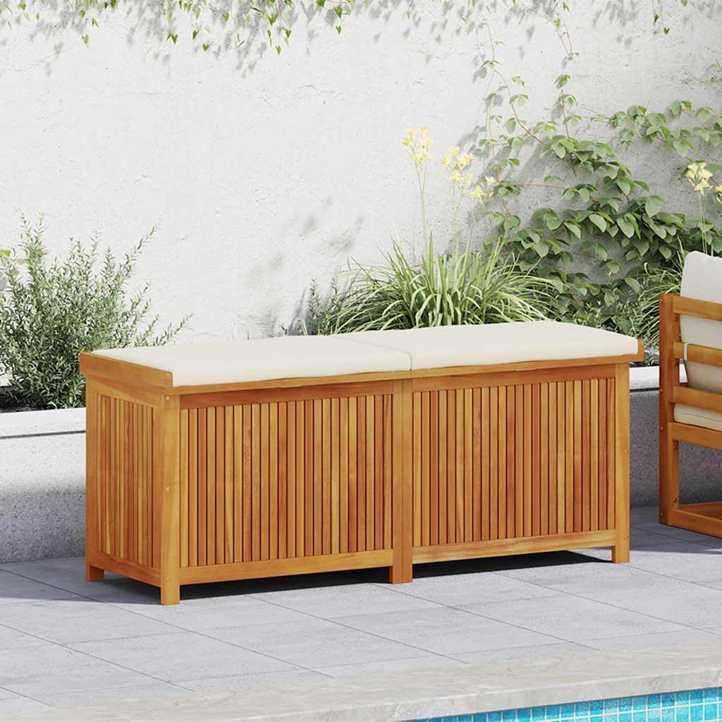Outdoor-Kissenbox 150x50x60,5 cm aus Massivholz Akazie mit wasserfestem Innenbeutel und Belüftungslatten für Gartenbedarf