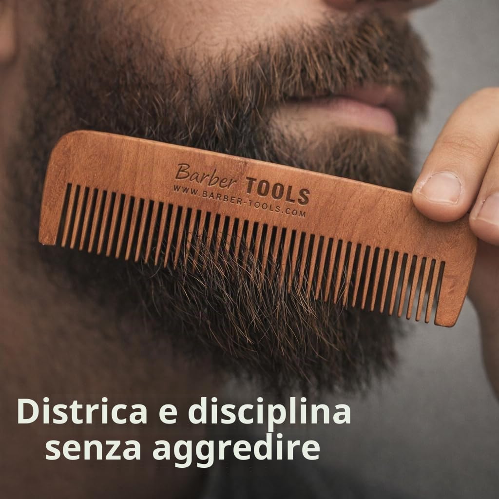 Barber Tools - Kit per barba, sacchetto con spazzola, pettine e forbici