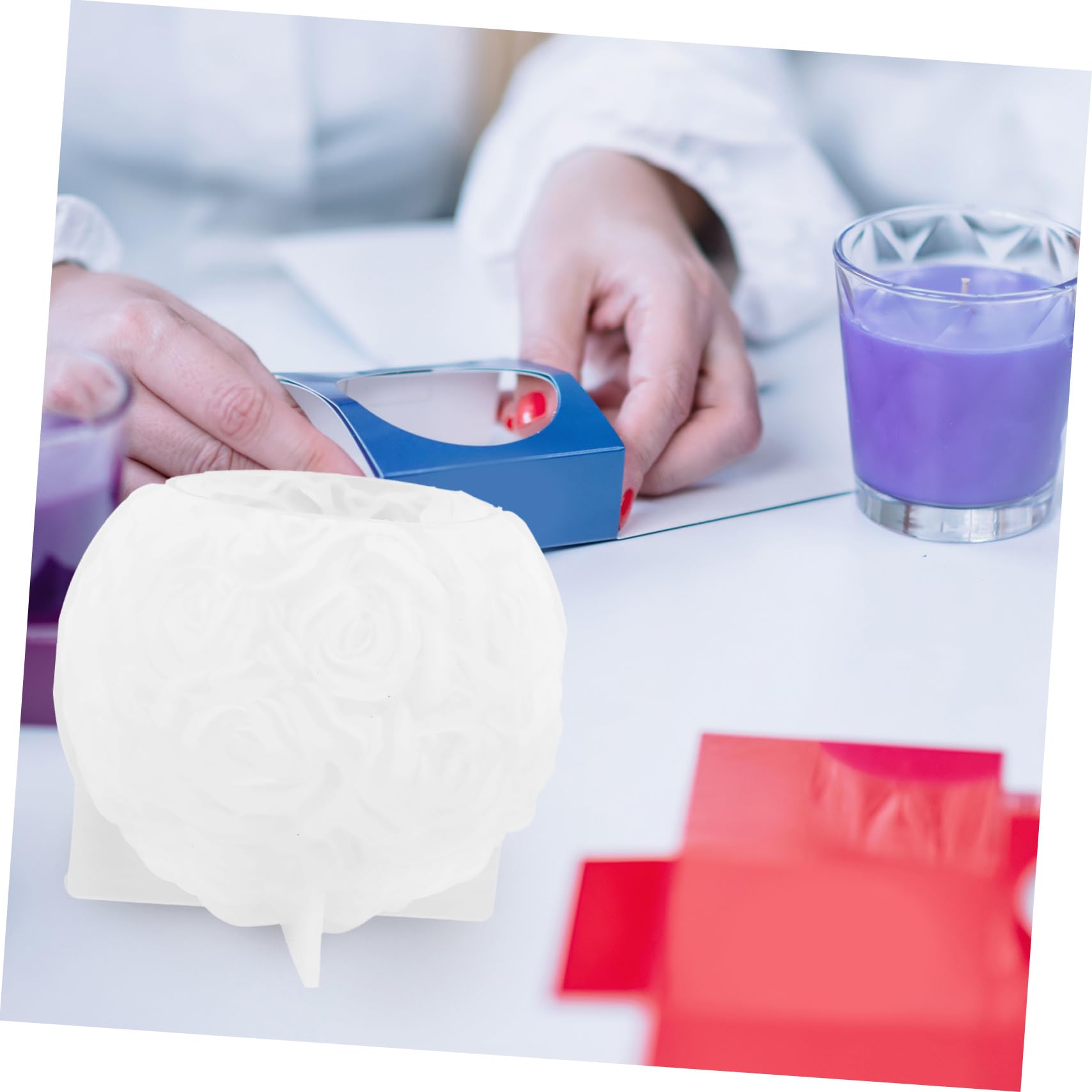 Tofficu 5 Piezas molde de silicona decoraciones molde de cera de flores cubo decoração casa decoración casa molde de fundición de jabón creativo moldes de silicona para jabon gel de sílice