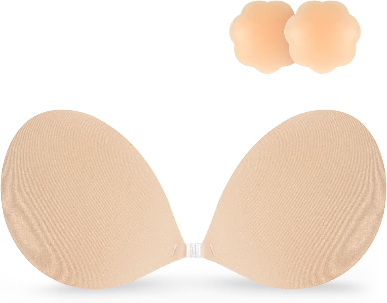 Niidor Adhesive Bra Strapless Sticky Invisible Push-up Silicone Bra for Backless Dress with Nipple Cover Nude, nude, B