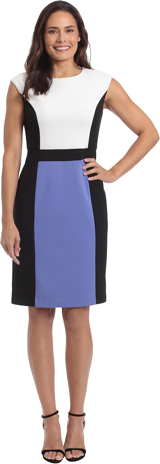 London Times Women's Women's Dresses Jewel Neck Extended Shoulder Career Wear Sheath