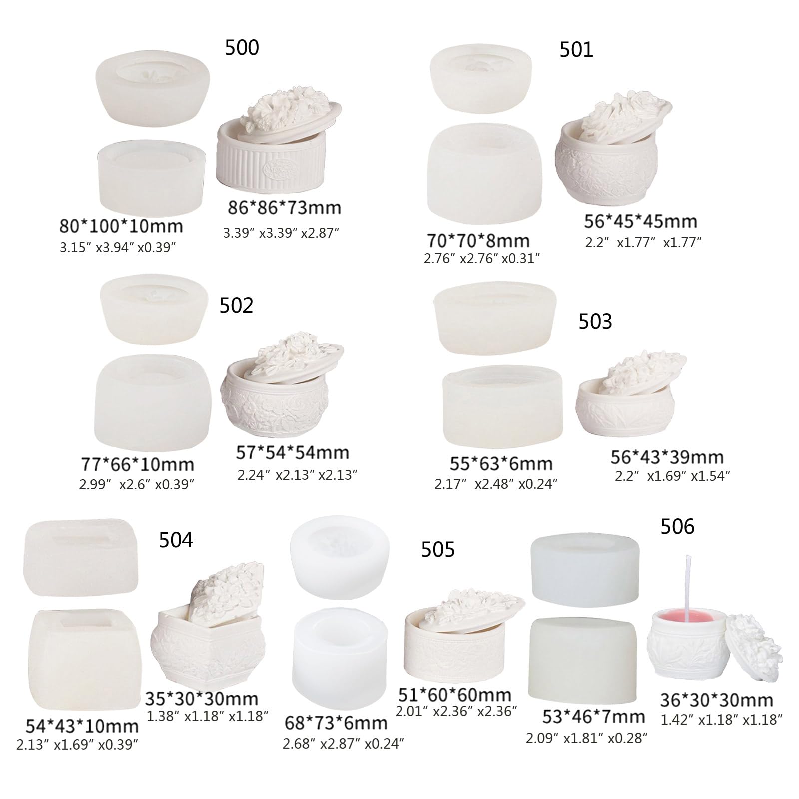 Molde Flexible de silicona para velas, recipiente para almacenamiento de joyas hecho a mano, molde para hacer cajas redondas de fácil deso, para flores y rosas