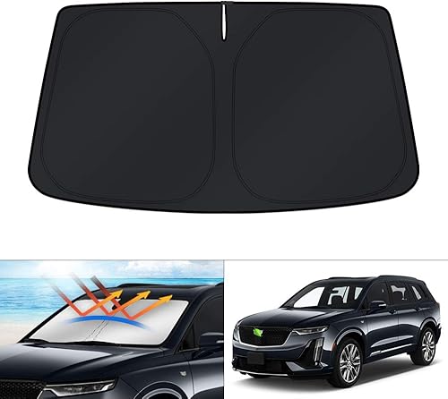 KUST Parasol para parabrisas de ajuste personalizado para Cadillac XT6 2020-2024 2025, accesorios para ventana, protector de visera solar, plegable,