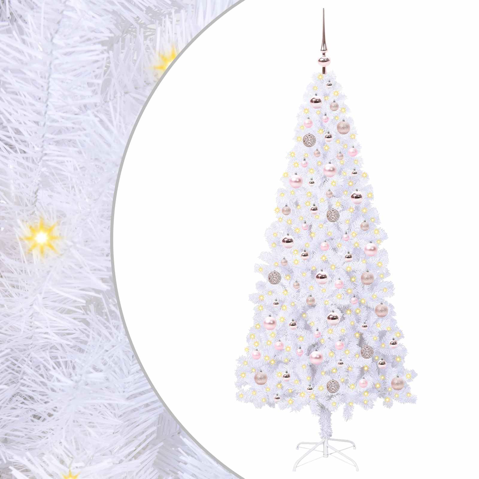 vidaXL Sztuczna choinka z 300 diodami LED Biały 180 cm PVC i stal