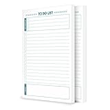 To Do List Notepad – 2 Pads of 50 Sheets, Total of 100 sheets (5.5 x 8.5) Ruled Planning Checklist Memo Pad for Daily Tasks, Priority & Notes field for Efficacy. Jot Down – Purchases, Appointments,