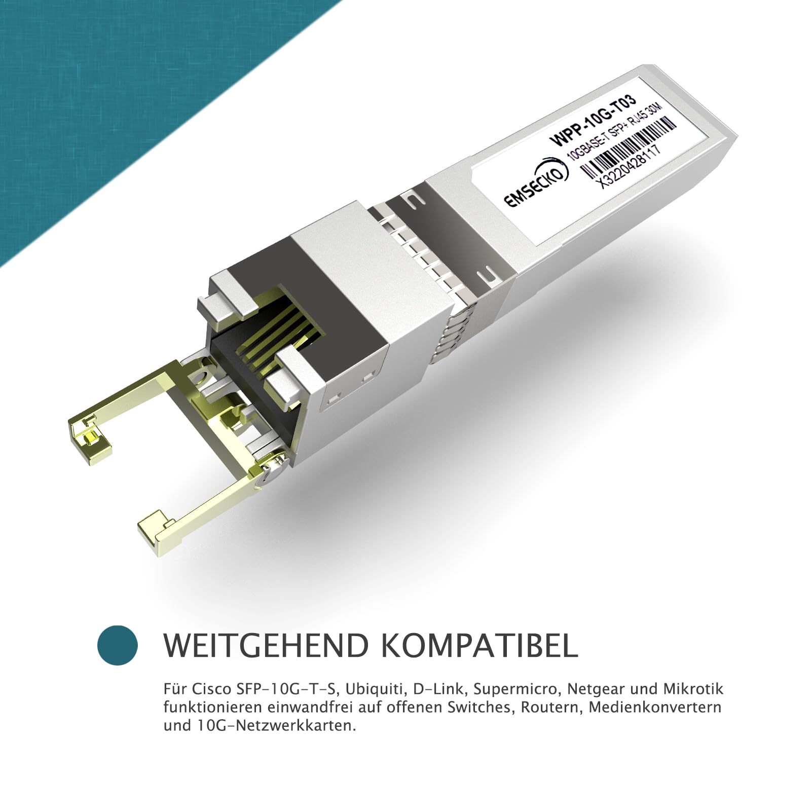 10G SFP+ RJ45 Kupfer Transceiver Modul, 10GBASE-T, Cat6a/Cat7, 30m | Für 10G/5G/2,5G/1G Ethernet; kompatibel mit Cisco, Ubiquiti, MikroTik, TP-Link, QNAP, Synology & offenen SFP+ Ports