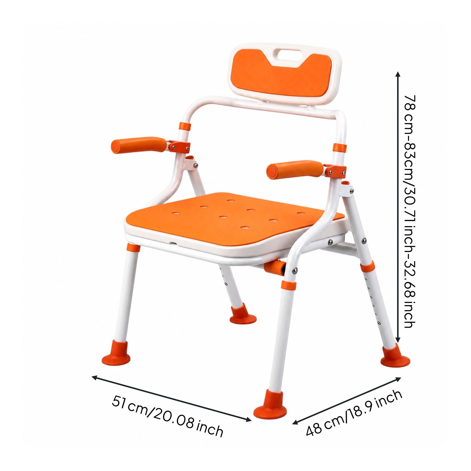 Silla Ducha con Reposabrazos Abatibles Portátil Silla Ducha Plegable para Uarios Mayores, Respaldo