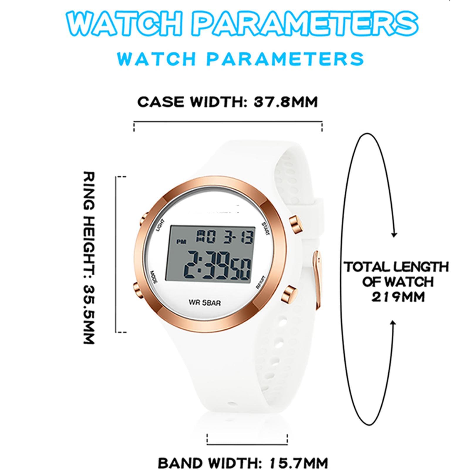 Reloj digital para mujer adolescente, niña, deporte, impermeable, reloj impermeable, reloj de pulsera para mujer con cronómetro, cuenta regresiva, alarma, formato de 12/24 horas con pantalla LED