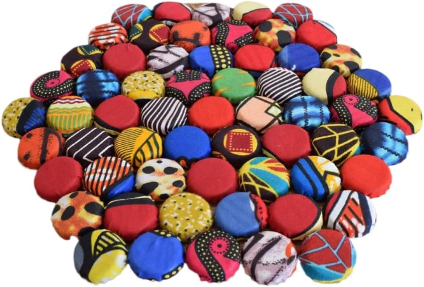 TEMBO AFRICA - Salvamanteles hechos a mano con tapas de botellas recicladas de 10 pulgadas, tamaño grande, multicolor Handmade From Africa