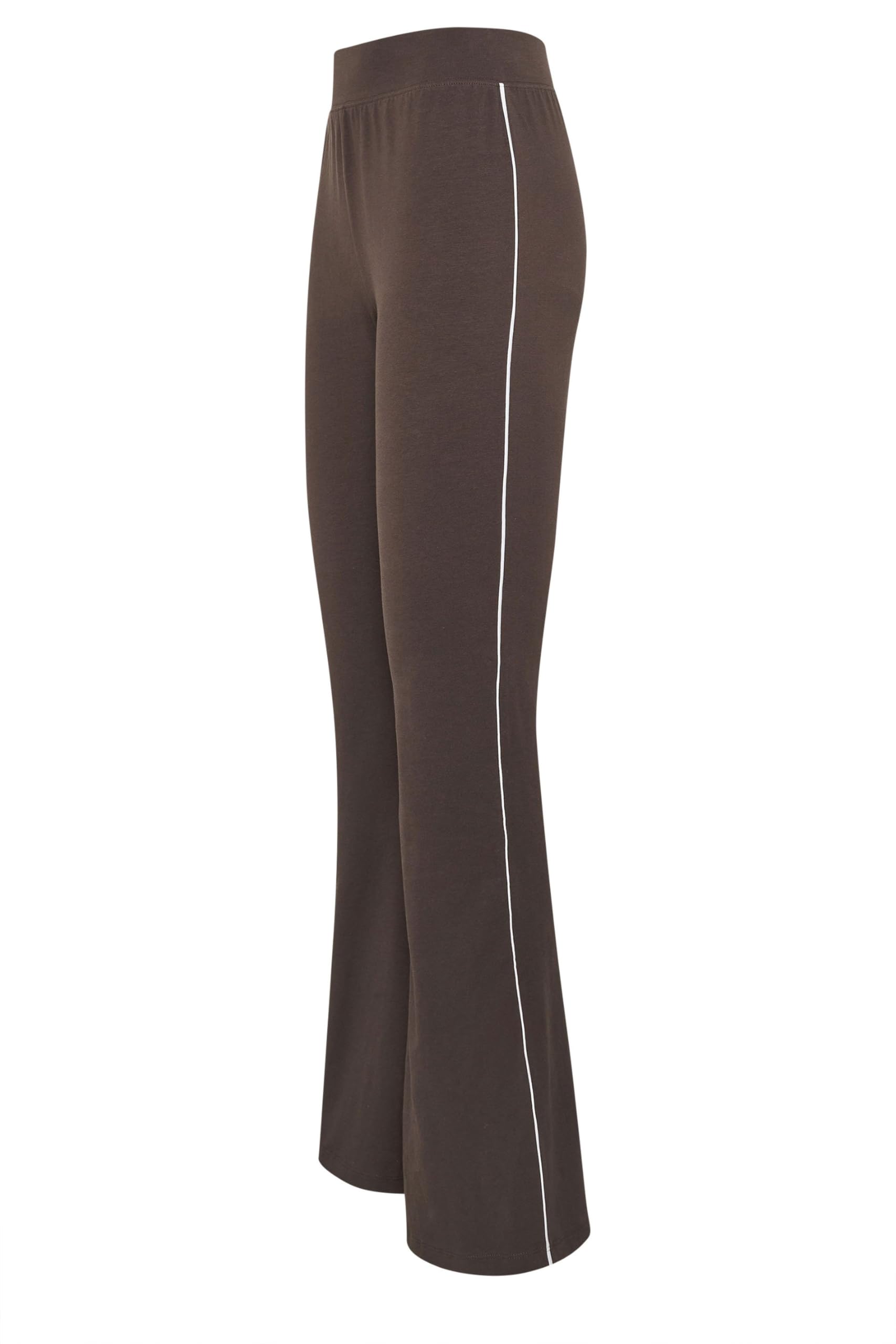 Long Tall Sally - LTS Tall Brown Striped Kick Flare Leggings - Women's