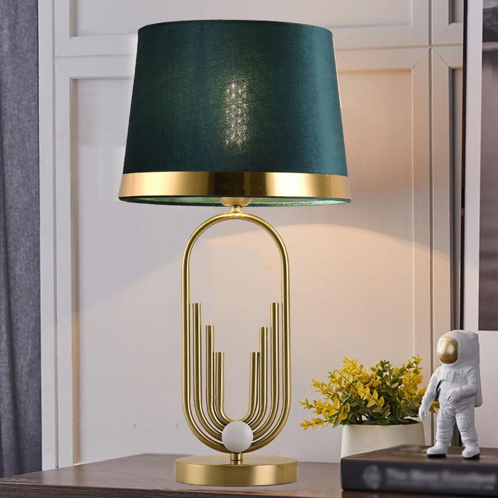 Lámpara de mesa Luz de lujo Simple Lámpara de mesa moderna Adornos Dormitorio Mesita de noche Lámpara de mesa de lectura de estudio(A)