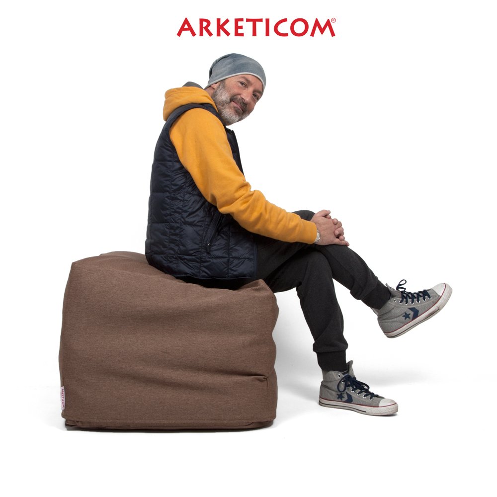 ARKETICOM FU-TOUF Pouf Puff Morbido Che Diventa Letto o Poltrona Pieghevole Poggiapiedi per Ospiti Puff Camera o Futon Richiudibile Salvaspazio (Sabbia) 60x60x45 /190x60x15