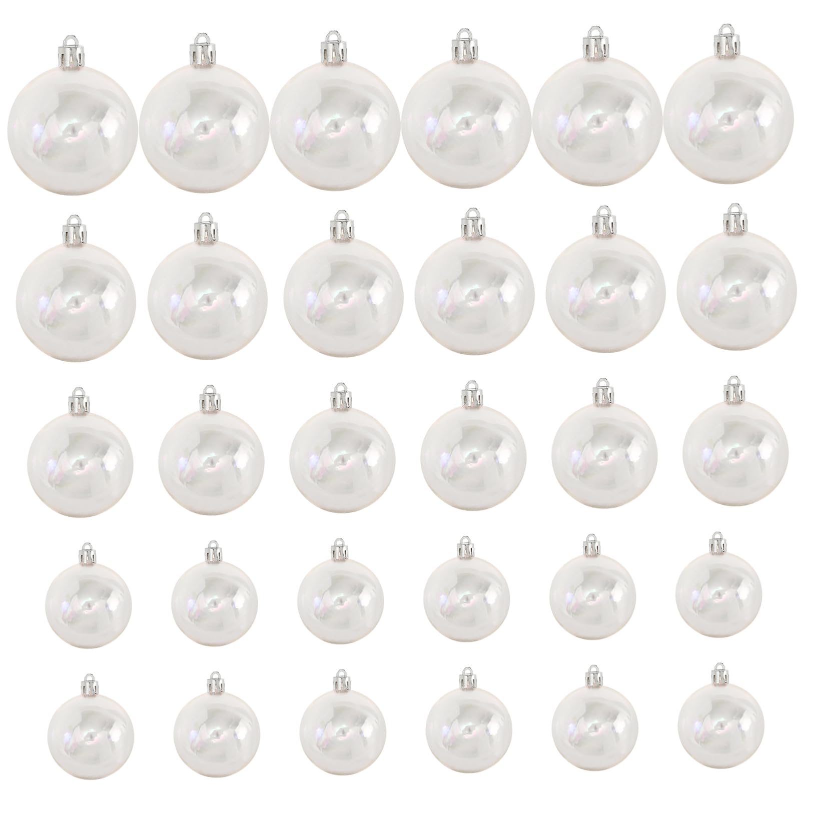 Wedhapy Christmas Ornaments Balls Iridescent Ornaments Balls 30PCS Clear Iridescent Christmas 4 Different Sizes Hanging Fillable for Xmas Tree Holiday White