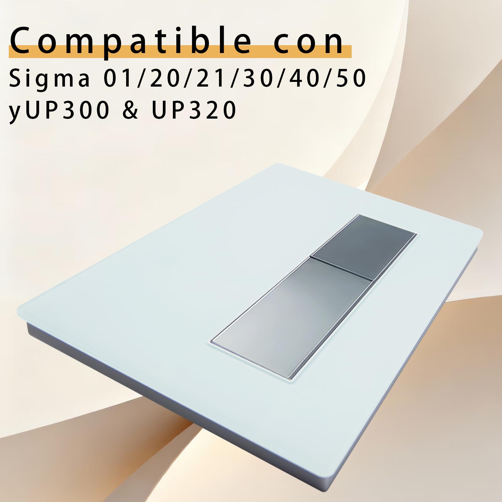 Empyreal Placa de Descarga WC de Reemplazo,Panel Frontal para Cisterna,con Varillas de Descarga y Marco de Instalación,Compatible con Geberit Sigma 01/20/30,UP300,UP320,Doble Descarga,245×164 mm