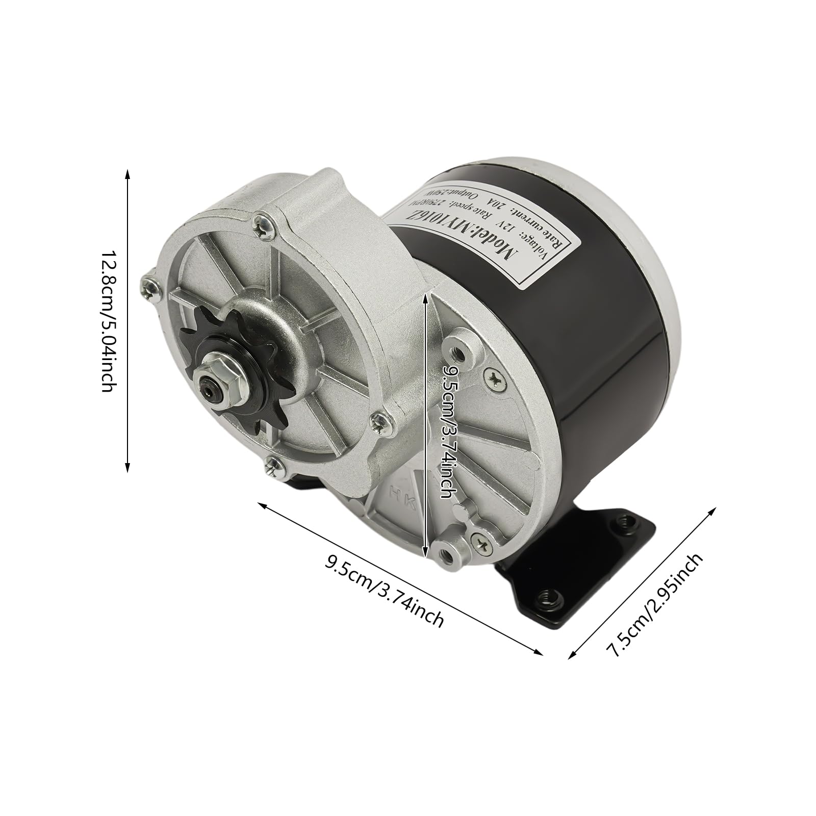 Motoriduttore 12 V motore elettrico con riduttore, 250 W DC motore a spazzola 2750 RPM per biciclette elettriche, scooter elettrici